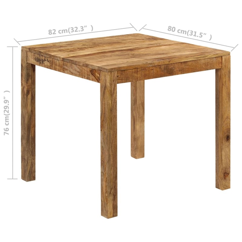 vidaXL tömör mangófa étkezőasztal 82x80x76 cm