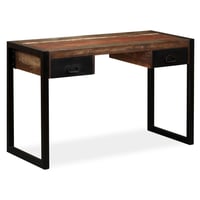 vidaXL tömör újrahasznosított fa íróasztal 2 fiókkal 120x50x76 cm 1