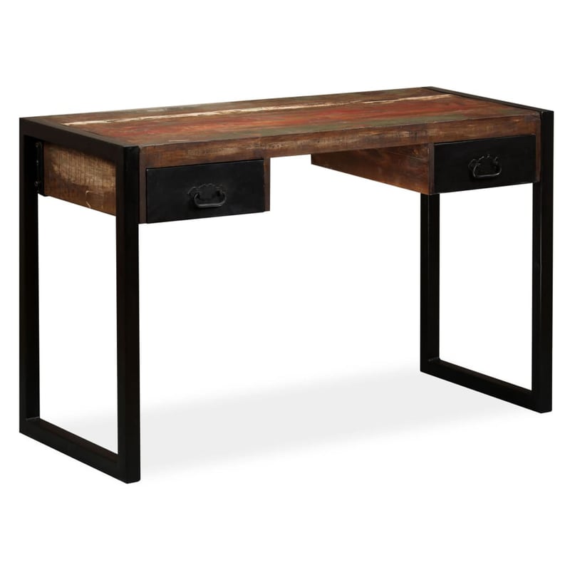 vidaXL tömör újrahasznosított fa íróasztal 2 fiókkal 120x50x76 cm