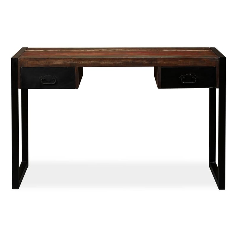 vidaXL tömör újrahasznosított fa íróasztal 2 fiókkal 120x50x76 cm