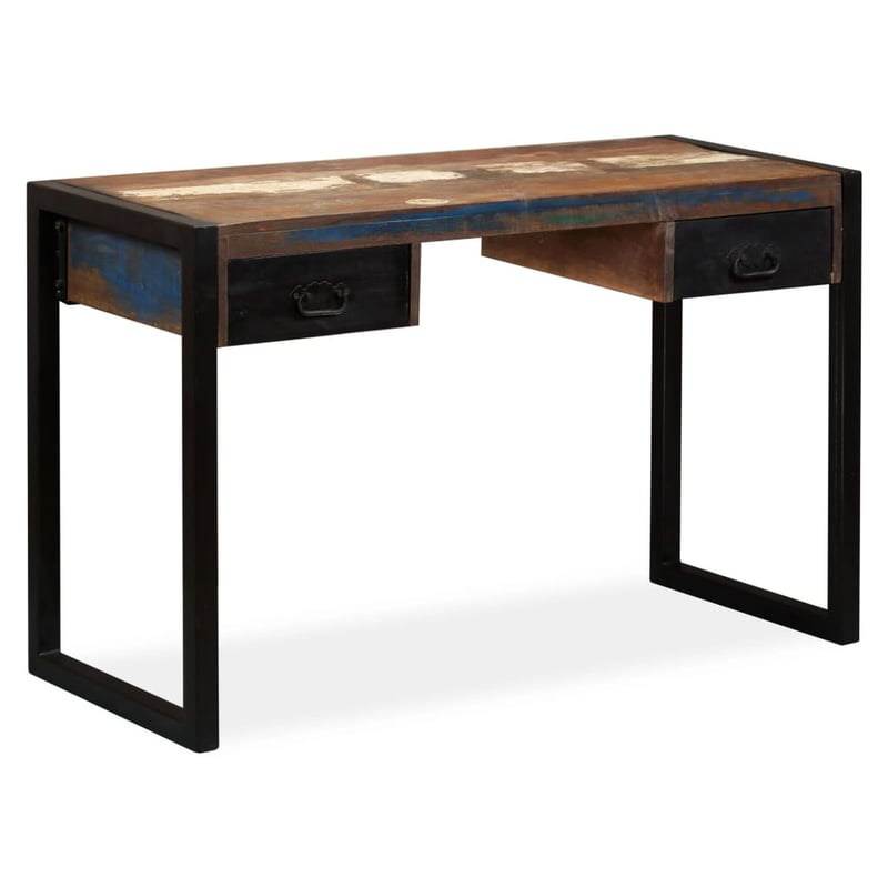 vidaXL tömör újrahasznosított fa íróasztal 2 fiókkal 120x50x76 cm