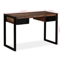 vidaXL tömör újrahasznosított fa íróasztal 2 fiókkal 120x50x76 cm 8