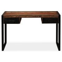 vidaXL tömör újrahasznosított fa íróasztal 2 fiókkal 120x50x76 cm 2