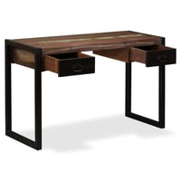vidaXL tömör újrahasznosított fa íróasztal 2 fiókkal 120x50x76 cm 3