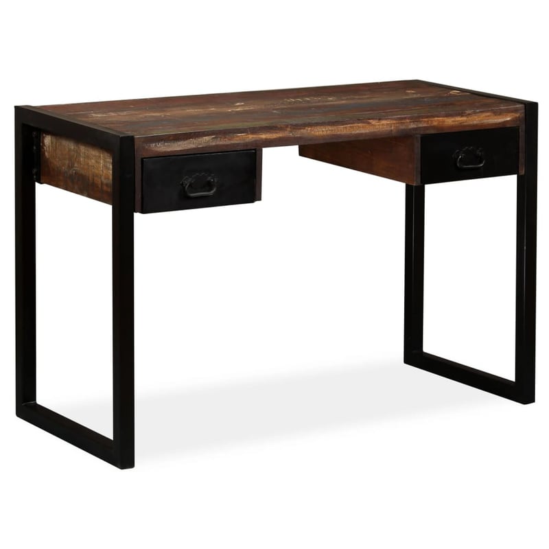 vidaXL tömör újrahasznosított fa íróasztal 2 fiókkal 120x50x76 cm