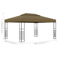vidaXL tópszínű pavilon 3x4m 180g/m² vízálló 6