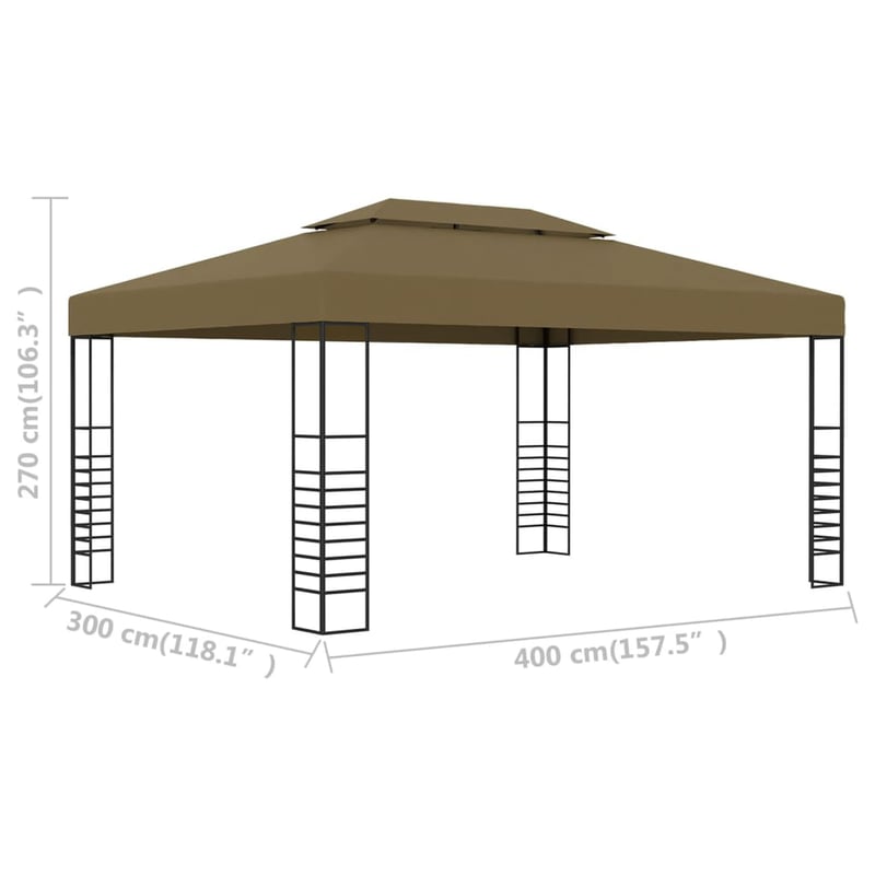 vidaXL tópszínű pavilon 3x4m 180g/m² vízálló