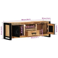 vidaXL TV szekrény 100x30x35 cm Mango fa 9