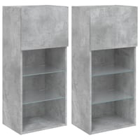 vidaXL TV-szekrény LED-világítással betonszürke 2 db 40,5x30x90 cm 1