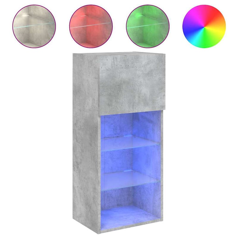 vidaXL TV-szekrény LED-világítással betonszürke 2 db 40,5x30x90 cm