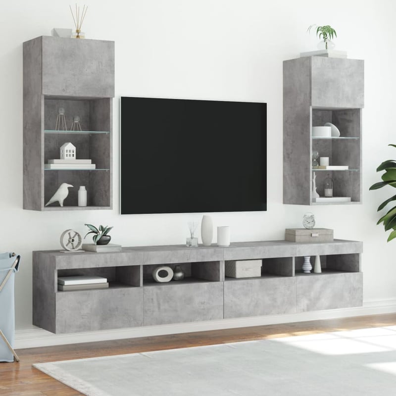vidaXL TV-szekrény LED-világítással betonszürke 2 db 40,5x30x90 cm