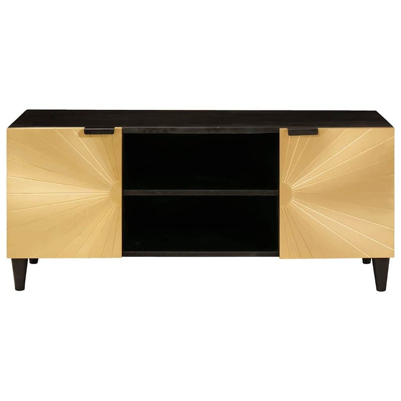 vidaXL TV szekrény polcokkal fekete-arany 105x33x46 cm