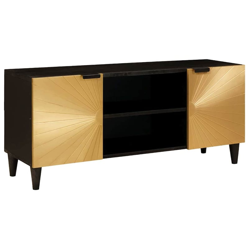 vidaXL TV szekrény polcokkal fekete-arany 105x33x46 cm