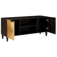 vidaXL TV szekrény polcokkal fekete-arany 105x33x46 cm 2