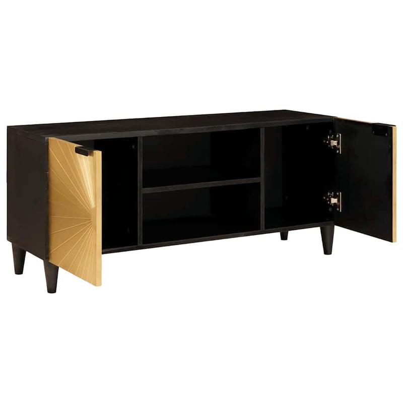 vidaXL TV szekrény polcokkal fekete-arany 105x33x46 cm