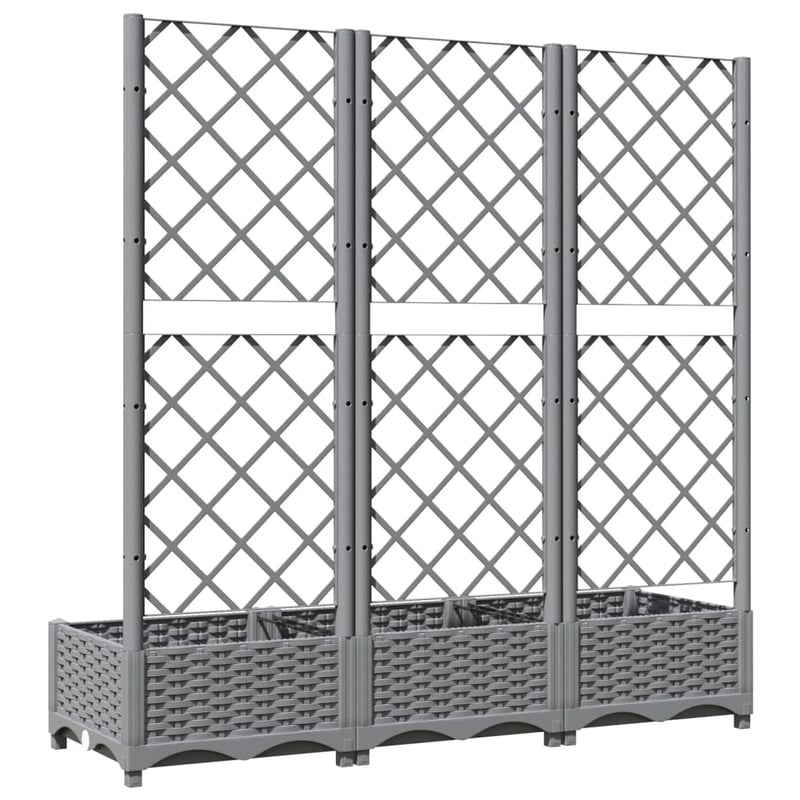 vidaXL világosszürke PP rácsos kerti ültetőláda 120x40x121,5 cm