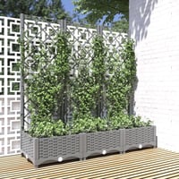 vidaXL világosszürke PP rácsos kerti ültetőláda 120x40x121,5 cm 1