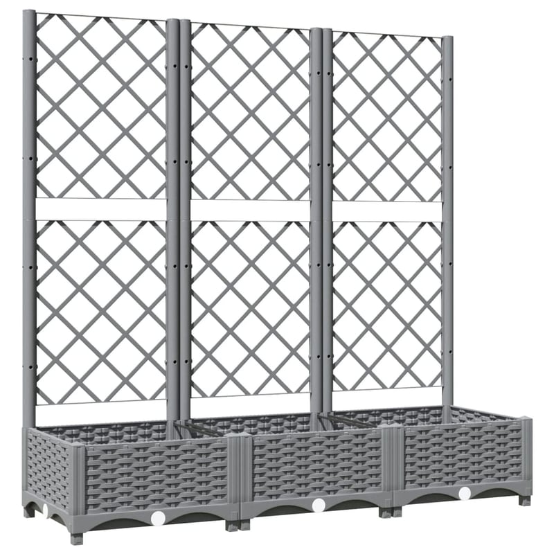 vidaXL világosszürke PP rácsos kerti ültetőláda 120x40x121,5 cm