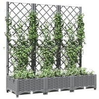 vidaXL világosszürke PP rácsos kerti ültetőláda 120x40x121,5 cm 7