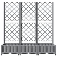 vidaXL világosszürke PP rácsos kerti ültetőláda 120x40x121,5 cm 3
