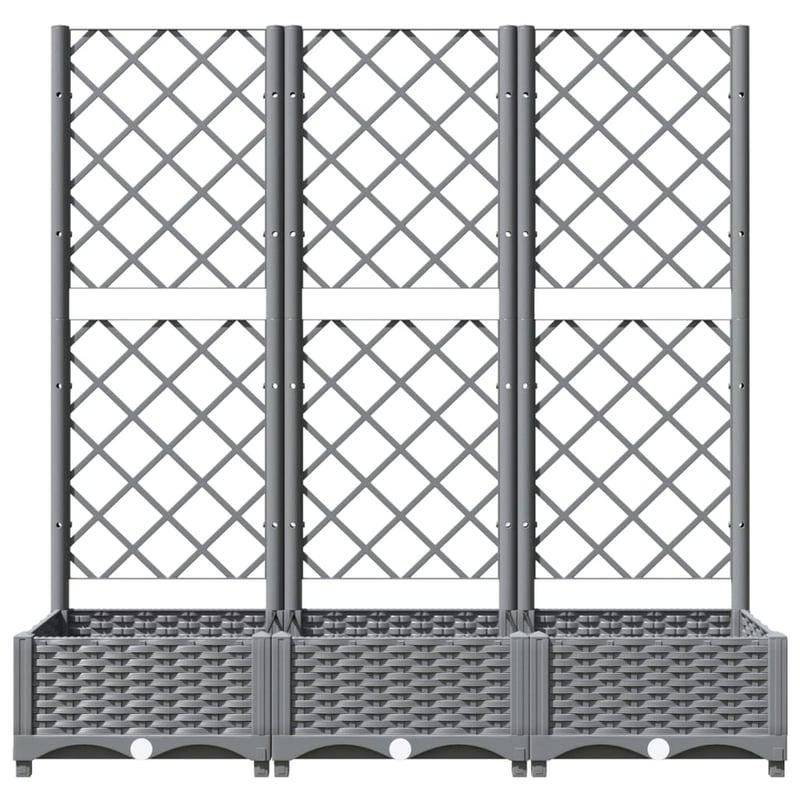 vidaXL világosszürke PP rácsos kerti ültetőláda 120x40x121,5 cm