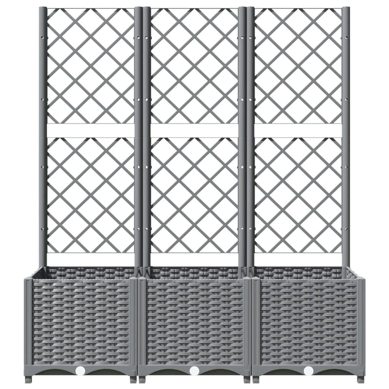 vidaXL világosszürke PP rácsos kerti ültetőláda 120x40x136 cm
