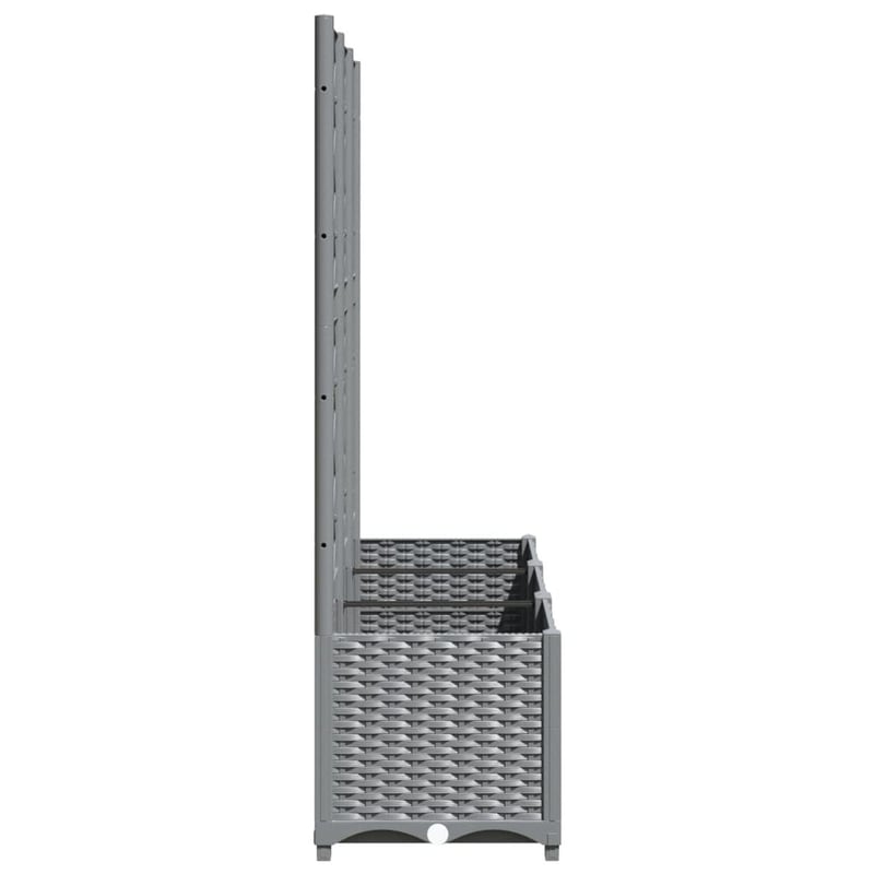 vidaXL világosszürke PP rácsos kerti ültetőláda 120x40x136 cm