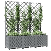 vidaXL világosszürke PP rácsos kerti ültetőláda 120x40x136 cm 3
