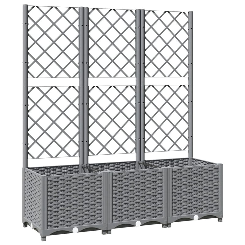 vidaXL világosszürke PP rácsos kerti ültetőláda 120x40x136 cm