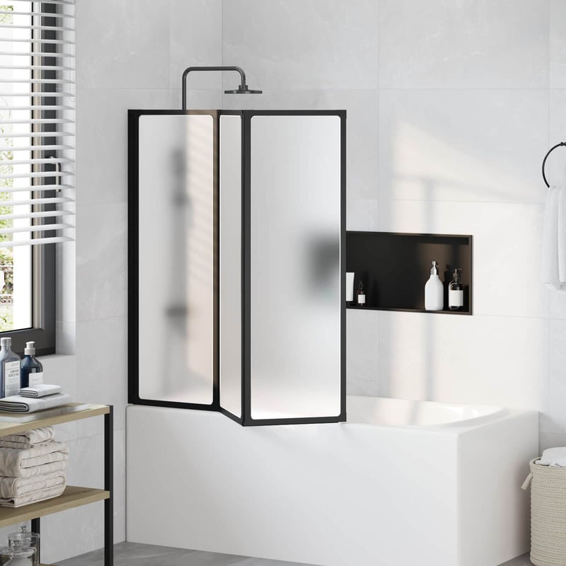 vidaXL Zuhanyfal Fekete 120x117 cm Alumínium PP