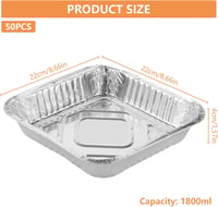 VIDETOL 50 db Alumínium Grillsütő Tálca 1300 ml Sütéshez Grillezéshez 2