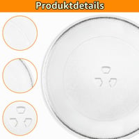 Sklenený tanier do mikrovlnnej rúry VIDETOL 27 cm, otočný tanier s 3 úchytmi, otočný krúžok a hriadeľ, univerzálna náhradná sklenená doska do mikrovlnnej rúry 3
