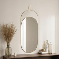VIDI Aszimmetrikus Ovális Fali Tükör 80x35 cm - Arany Alumínium Kerettel, Modern Dekoratív Üvegtükör Nappaliba, Vízlepergető 1