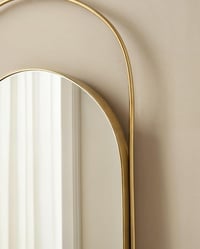 VIDI Aszimmetrikus Ovális Fali Tükör 80x35 cm - Arany Alumínium Kerettel, Modern Dekoratív Üvegtükör Nappaliba, Vízlepergető 2