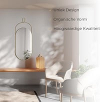 VIDI Aszimmetrikus Ovális Fali Tükör 80x35 cm - Arany Alumínium Kerettel, Modern Dekoratív Üvegtükör Nappaliba, Vízlepergető 5