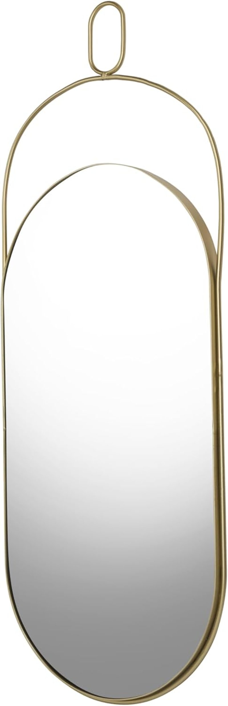 VIDI Aszimmetrikus Ovális Fali Tükör 80x35 cm - Arany Alumínium Kerettel, Modern Dekoratív Üvegtükör Nappaliba, Vízlepergető