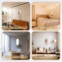 VIDI Aszimmetrikus Ovális Fali Tükör 80x35 cm - Arany Alumínium Kerettel, Modern Dekoratív Üvegtükör Nappaliba, Vízlepergető 4
