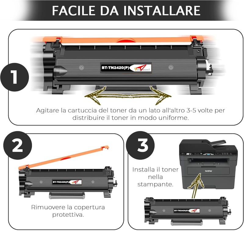 vidoelettronica TN2420 Kompatibilis Toner Patron Brother MFC-L2710DW L2750DW HL-L2350DW DCP-L2510D L2530DW Nyomtatókhoz Fekete