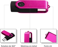 VIEKUU USB 2.0 pendrive 2 GB, 360°-ban forgatható, 2 db - piros és fekete 3