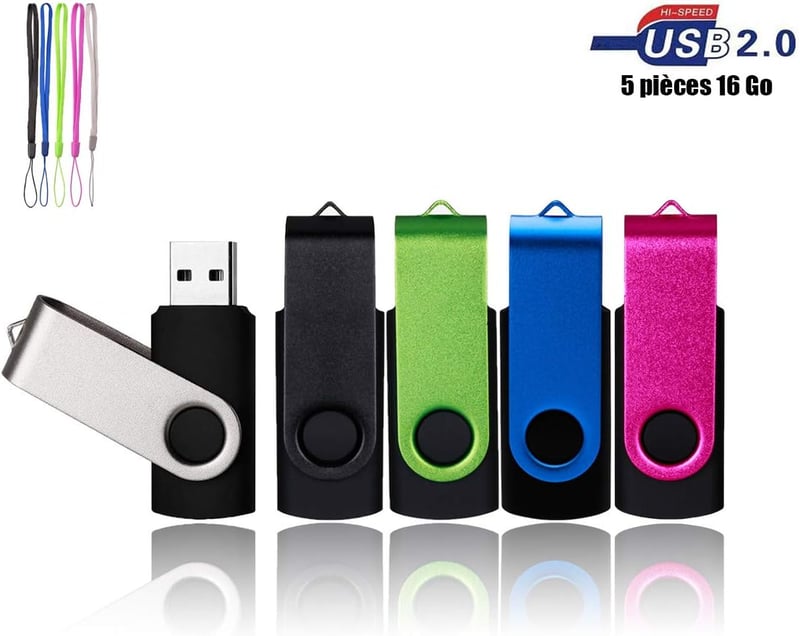 VIEKUU USB 2.0 pendrive 2 GB, 360°-ban forgatható, 2 db - piros és fekete