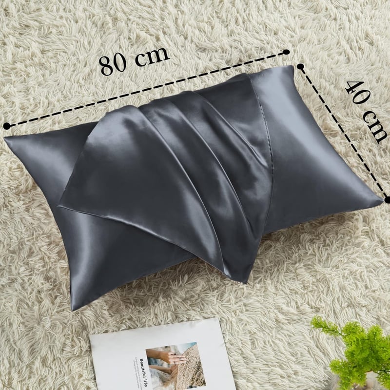 Vielit 2 db Párnahuzat 40x80 cm Sötétszürke Selyemlágy Hajápolás Bőrápolás