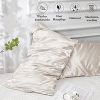 Vielit satenska jastučnica 2 kom, 50x70 cm, bež, mekana poput svile, nježna prema kosi i koži, s 2 gumice za kosu 5