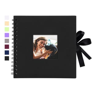 Vienrose Fotoalbum Scrapbook 20,5x20,5 cm so 40 čiernymi stranami, špirálová pamätná kniha so stuhou – poškodený obal (stav: pozri 2. obrázok)