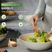 VIETLUSH Kézműves Bambusz Salátatál 30cm Fehér Szegéllyel 3