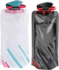 VIEVRE 2db Összehajtható Kulacs 700ml - Fekete+Fehér Újrahasználható Ivópalack Karabinerrel - Fesztiválokra, Túrázáshoz, Utazáshoz, BPA-ment 1