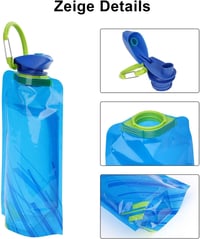VIEVRE 2db Összehajtható Kulacs 700ml - Újrahasználható Ivópalack Fesztiválokra, Túrázáshoz, Utazáshoz - Könnyű Műanyag Vizespalack Karabine 3