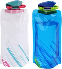 VIEVRE 2db Összehajtható Kulacs 700ml - Újrahasználható Ivópalack Fesztiválokra, Túrázáshoz, Utazáshoz - Könnyű Műanyag Vizespalack Karabine 1
