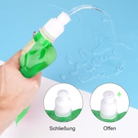 VIEVRE Összehajtható Kulacs Szett 2db - 500ml Újrahasználható Ivópalack Karabinerrel - BPA-mentes Túrázáshoz, Utazáshoz (Lila és Zöld) 3