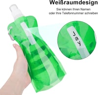VIEVRE Összehajtható Kulacs Szett 2db - 500ml Újrahasználható Ivópalack Karabinerrel - BPA-mentes Túrázáshoz, Utazáshoz (Lila és Zöld) 4