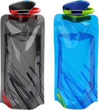 VIEVRE Összehajtható Kulacs Szett (2db) - 700ml Újrahasználható Ivópalack Karabinerrel - Ultrakönnyű Túrázáshoz, Utazáshoz, Kempingezéshez ( 1